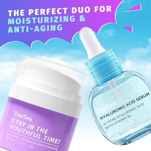 Zealsea Hydration Boost And Renewal Set: 2% Hyaluronic Acid Serum And Anti-Aging Retinol Cream Revitalize Youthful Radiance. thumb #1