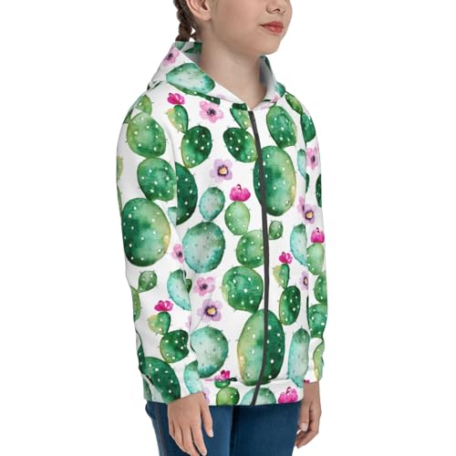 Cactus Plants Kid Hoodies Boys Zip Up Sweatshirts Girls Pullover with Pocket4