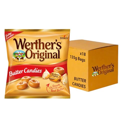 Werthers Original Butter Candies Traditional Caramel Flavour Individually Wrapped Sweets 135 g (Pack of 18)