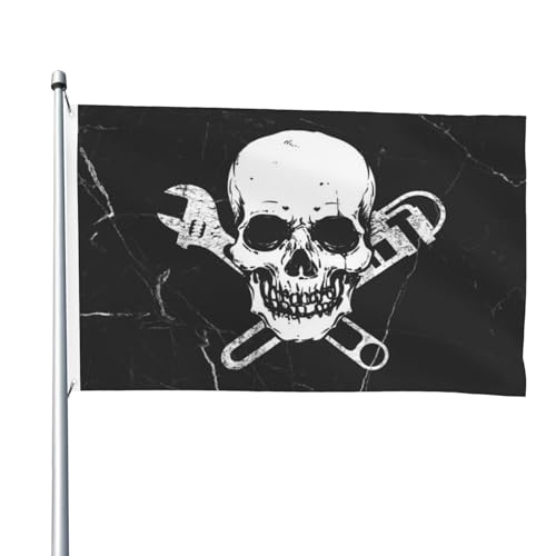 Bandera Llave Inglesa Para Fontanero Y Instalador De Tuberías Con Forma De Calavera Impresión Banners Personalizada Banderines Pancarta Para Cumpleaños Interior Exterior 90X150cm