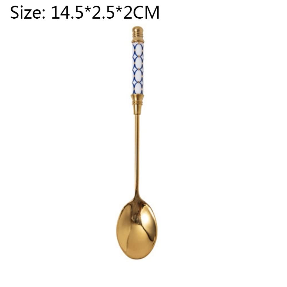 cucharas de Sopa Manejado Cabo Cuchara Helado de Helado Spoon Postre Cuchara Cuchara de Té for Picnic Accesorios De Cocina Cuchara para Servir de Cocina (Quantity : 6)
