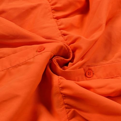 Image of WOKANSE Women's Cute Babydoll Dresses Casual Loose Puff Sleeves Ruffle Hem Button Down Pleated Shirt Dress