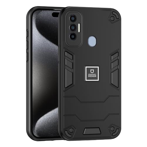 Kukoufey Phone Case Compatible with Tecno Spark 7 Pro,Compatible with Tecno Spark 7 Pro Case Dual-Layer Drop-Proof TPU+PC 2-in-1 Protective Case Black