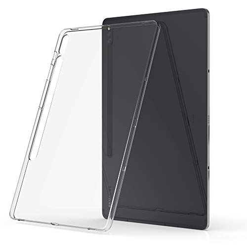 kwmobile-Carcasa-Compatible-con-Samsung-Galaxy-Tab-S7-Plus-Funda-Tablet-de-plastico-TPU-Estuche-en-Transparente