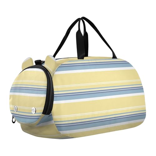 Stripe Line Yellow Kids Travel Duffel Bag for Boys Girls Overnight Weekend Tote Bag with Shoes Compartment for Dance Gym Sports