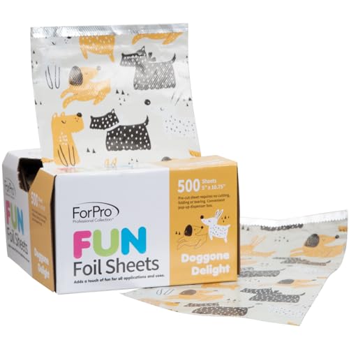 ForPro Professional Collection FUN Doggone Delight 5\" Foil Sheets, Aluminum, Pop-Up Foil Dispenser, Hair Foils for Color Application & Highlighting Services, Food Safe, 5” W x 10.75” L, 500-Count - Thumbnail 6