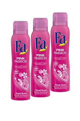 Deodorant, Pink Passion, Sprey, Floral Scent, 150 ml, 3'lü Set