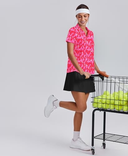 Image of PINSPARK Womens Golf Shirt Short Sleeve Polos UPF 50+ Collared Tennis Tops