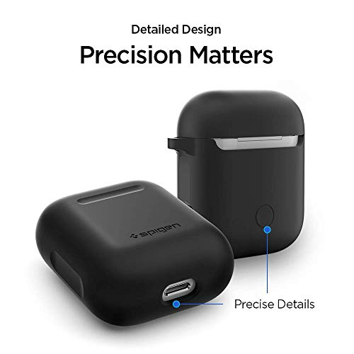 Spigen Silicone Fit Designed For Apple Airpods Case Cover For Airpods 1 & 2 [Front Led Not Visible] - Black #TOP3