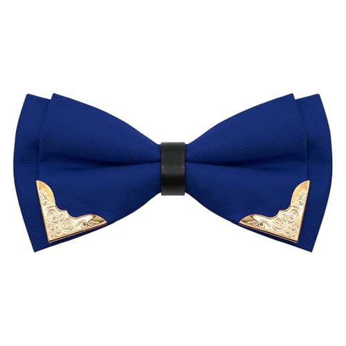 Image of Bow Ties for Men Women Metal Gold Bowtie, Pre Tied Mens Bow Tie Tuxedo Bowties Men for Prom Wedding Party