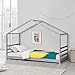 BiYeer Hausbett Kinderbett 90x200cm Haus Holz Grau Bettenhaus Hausbett Kinder Bett