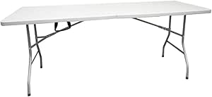 Jardin202 - Mesa Plegable Rectangular 180x70x74cm Catering | Mesa Resina con Patas de Acero Plegable para Eventos y terrazas | Unidad (Blanca)