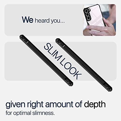 Image of Pikkme Samsung Galaxy S23 5G Back Cover | Crystal Clear Transparent Back | Ultra Hybrid | Full Camera Protection | Raised Edge | Bumper Back Case (Black)