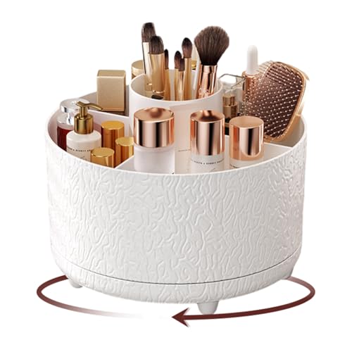 ZDNT 360° Rotating Makeup Organiser,Makeup Brush Holder,Desk Organisers with 5 Compartments,makeup brush organiser,Rotating Pen Holder,Makeup Brushes Cup,for Vanity Desk,Table,Bathroom,Office,School