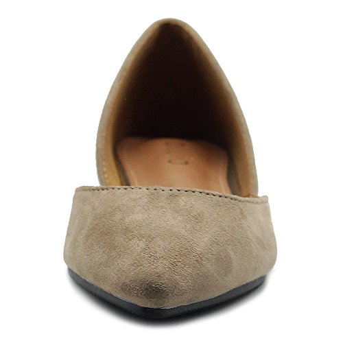 Ollio Women's Shoes Faux Suede Slip On Comfort Light Pointed Toe Ballet Flat3