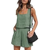 Women's Two Piece Lounge Sets Shorts Outfits Sets Sleeveless Crop Top and Shorts with Pockets Sweats