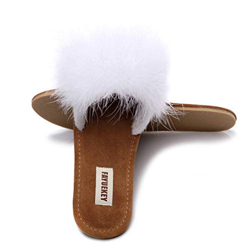 FAYUEKEY Comfy Slippers for Women Open Toe Sexy Fluffy Furry Soft Cute Slides Indoor Outdoor Flats Shoes3