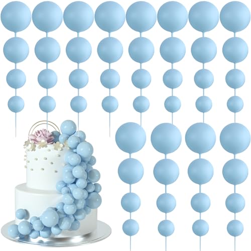 BOUBONI 48 Pièces Boules de Décoration de Gâteau Décorations de Cupcake en Ballon Boules de Gâteau pour Fête d'anniversaire Décoration de Gâteau...