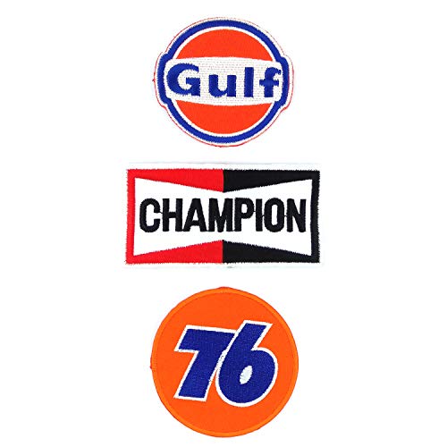 Set_MOTOR009 - Union 76 Patch, Auto Racing Patches Set - Motor Patches - Applique Embroidered patches - Iron on Patches - Backpack Patches - Champion Patch, Gulf Patch, Union 76 Patch
