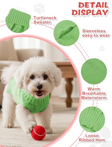 Image of Dog Sweaters for Small Medium Large Dogs Cats, Soft Warm Turtleneck Pullover Solid Cable Knit Fleece Stretch Pet Clothes,Classic Fuzzy Coat for Puppy Girl Boys for Fall Winter Cold Weather