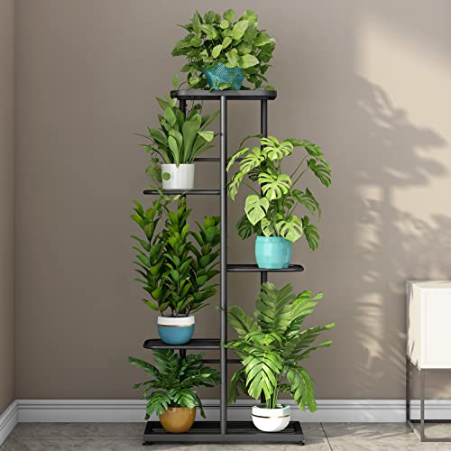 Linzinar Plant Stand Metal 5 Tier 6 Potted Multiple Flower Pot Holder Shelf Indoor Outdoor Planter Display Shelving Unit For Patio Garden Corner Balcony Living Room (5 Tier 6 Potted, Dark Grey) #TOP1