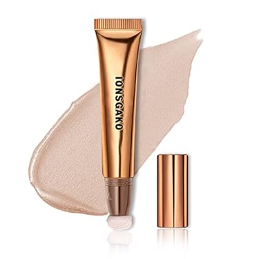 AMAZON - Highlighter Beauty Wand Cream Liquid Bronzer Contour Stick with Cushion Applicator, Lightweight and Silky, Natural Shimmer Finish, Highlighter Contour Stick for Cheek Face Highlighter Makeup – 05#Pearl White