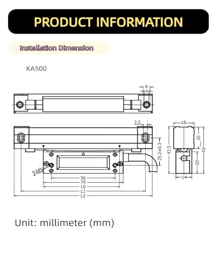 Escala lineal KA500 1um 120mm sensor con regla de vidrio miniatura 6