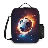 CEZEHAJI Kids Lunch Box, Insulated Lunch Bag for Girls & Boys, Space Soccer Lunch Bag with Shoulder