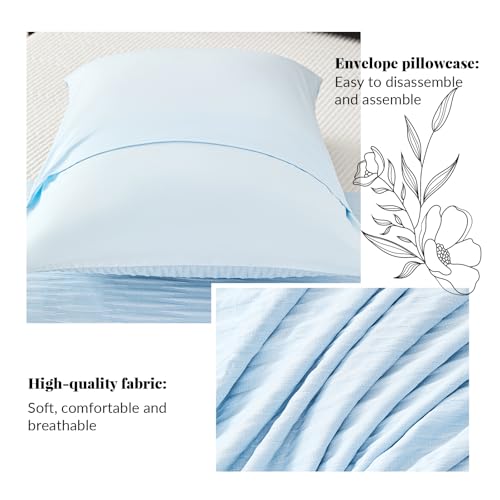 King Pillow Shams - 2 Pack, Ultra-Fine Washed Fiber,Super Soft and Comfortable, Wrinkle-Resistant, Fade-Resistant, King Size Pillowcases,Envelope Closure, 20x36Inches (Blue) — view 2