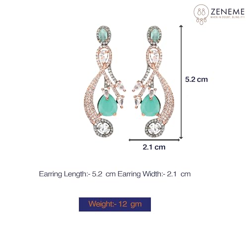 Rhodium-Plated Quirky Drop Earrings with American Diamond