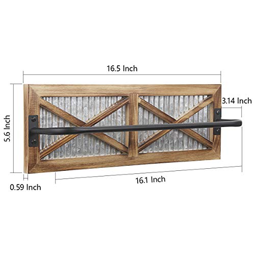 Butizone Rustic Bathroom Towel Rack, Butizone Wall Mounted Towel Bar Holder With Weathered Wood And Corrugated Galvanized Metal thumb #6