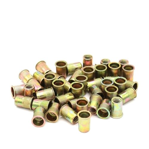 NEIQIUWING 50 dadi per rivetti ciechi M6, dadi flangiati, acciaio zincato