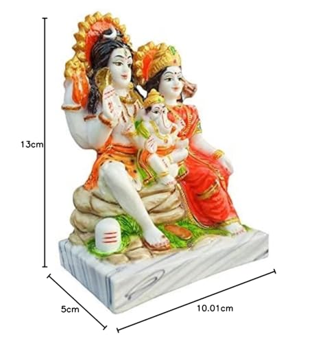 Image of KRISHNAGALLERY1 Shiv Parivar Murti for Home Temple Lord Shiva Family Idol with Parvati Ganesha, Kartikeya Nandi Religious Pooja Statue for Mandir Home Decor 5 Inch