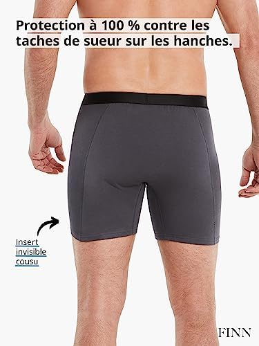 Boxer Homme Anti-Transpiration Avec Rembourrage | Protection Taches De Sueur, Tissu Modal Bambou | Noir - 6