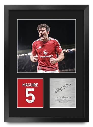Cadre photo autographe Harry Maguire A3 finition premium noire