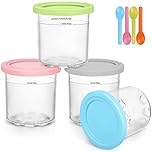 Auvrgmin Eisbehälter für Speiseeis 4er-Set mit Deckeln Behälter Hausgemachte für Eiscreme Ersatzbehälter für Ninja Creami mit Deckel Kompatibel mit NC300EU NC301EU NC300Serie Eismaschinen (4pcs)