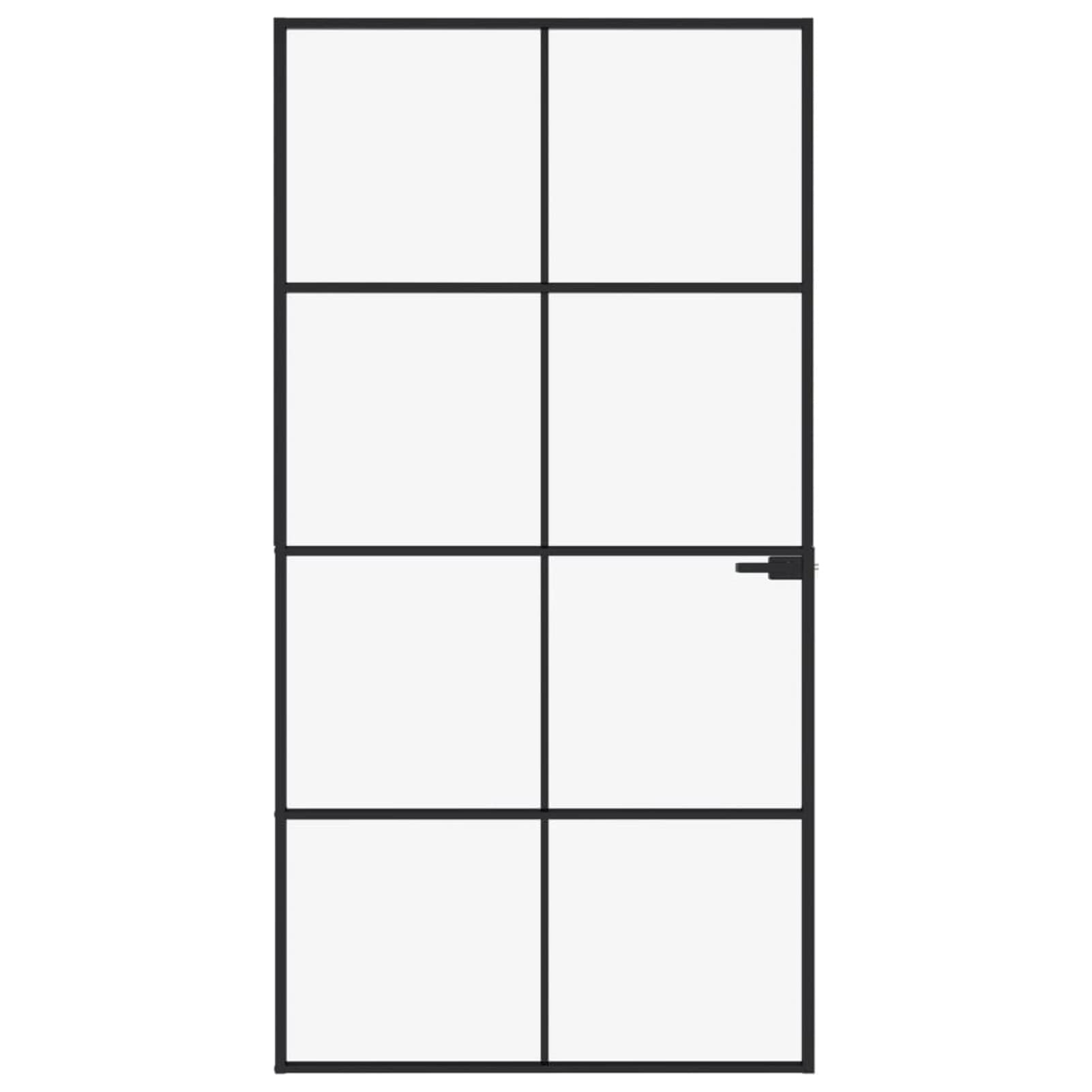 Gecheer Puerta Interna Negra 102x201,5 Vidrio Templado Aluminio Delgado, Puerta, Corrediza, Puertas Internas, Juego de Puertas Corredizas, Puerta Corrediza de Vidrio y Aluminio, Puerta para Interior