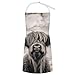 VHPVHP Long Horn Highland Cow Aprons Durable Comfortable Resistant Restaurant BBQ Apron with Pockets for Men Women (1 Pack)