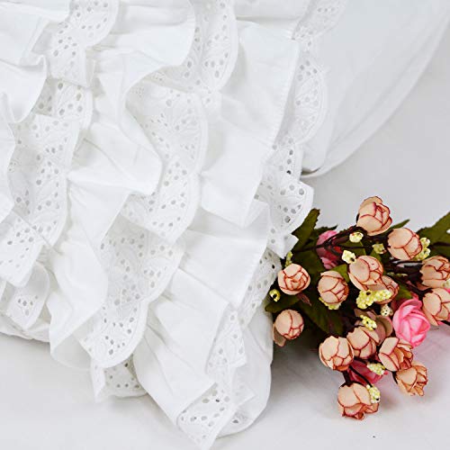 Softta Cute Girls White Ruffles Pillow Covers (2-Pack No Comforter No Filling) Decorative Pillow Case Home Soft (18X18 Inch) #TOP3