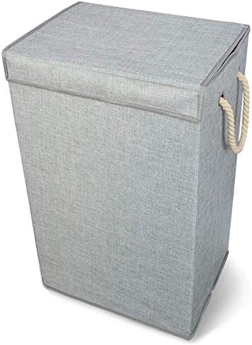 Closet Storage Collapsible Cloth Laundry Hamper with Rope handles and Lid