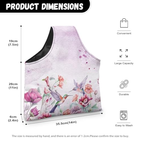 Image of Hummingbird Yarn Bags for Crochrting Organzing Knitting Bag Yarn Storage Shelves Floral Crochet Tote Bag,Large