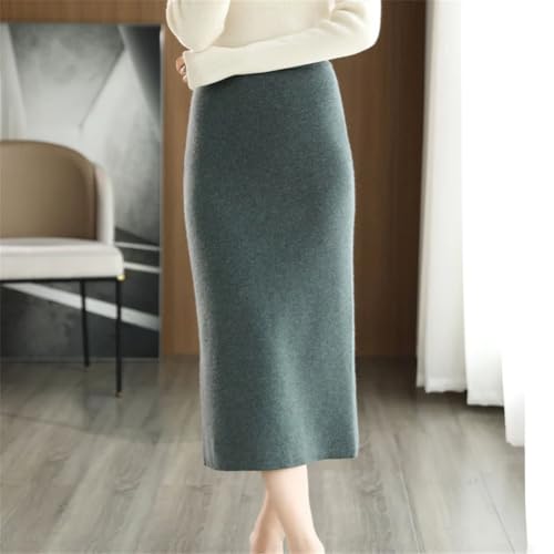 Women's Casual Solid Wool Knit High Waist Skirt Fashion Soft Elastic Slim Business Skirts3