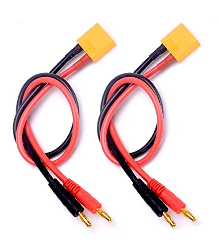 FLY RC 2 Pack XT90 Charging Cable XT90 to 4.0mm Banana Connector Adapter Charger Wire 30cm 11.8inch...