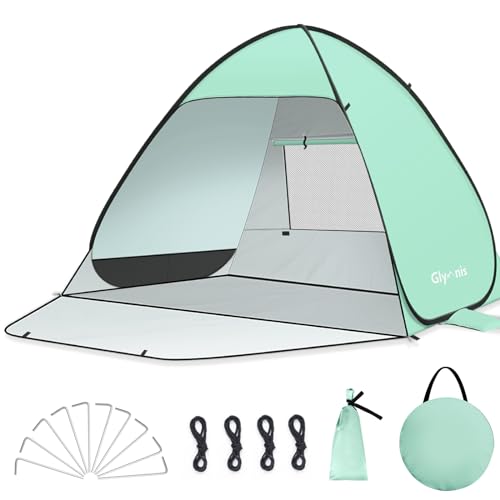 Glymnis Pop Up Beach Tent Instant Portable Sun Shade Shelter (S) 1-2 Persons UPF 50+ with Extendable Floor Zipper Door Automatic Easy Up Tent