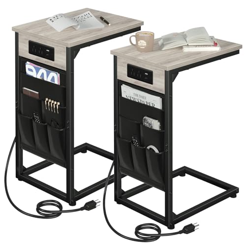 Mesa auxiliar en forma de C con estación de carga - 32% de descuento