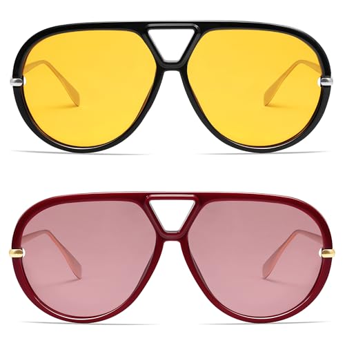 Image of VANLINKER Oversized Trendy Polarized Aviator Sunglasses for Women Men Retro Round Sunglasses Vintage Shield Shades VL9798