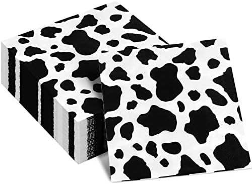 durony 100 Pack Cow Party Napkins Cow Print Animal Cloth Napkin 3-Layers Farm Animal Party Napkins for Cow Print Birthday Tableware Dinner Party Supplies