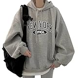 [andrei] アンドレイ パーカー プルオーバー 裏起毛 スウェット フーディー ロゴ プリント カジュアル ストリート 長袖 レディース (M,グレー)