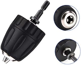 Keyless Adapter Chuck 0.8-10mm Drill Chuck Converter 3/8" 24UNF Thread Quick Change Adapter with 1/4" Hex Shank Keyless Chuck Hex Shank Black