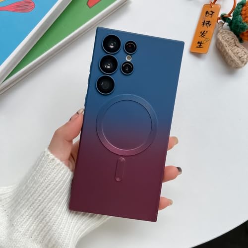 Coque silicone magnétique Galaxy S25 étui arrière bleu rouge